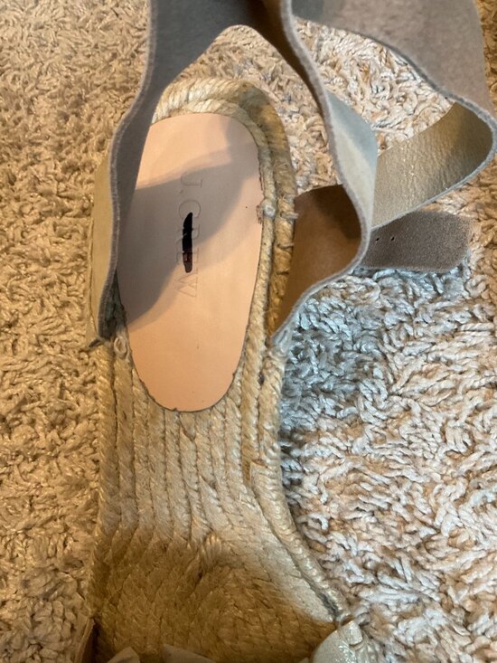 J Crew Corsica Espadrille Wedges Sandals Metallic Suede Pale Gold Size 10 G4198